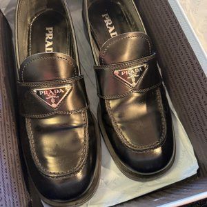 Prada Calzature Donna Black Leather Loafers Women's EU 39.5